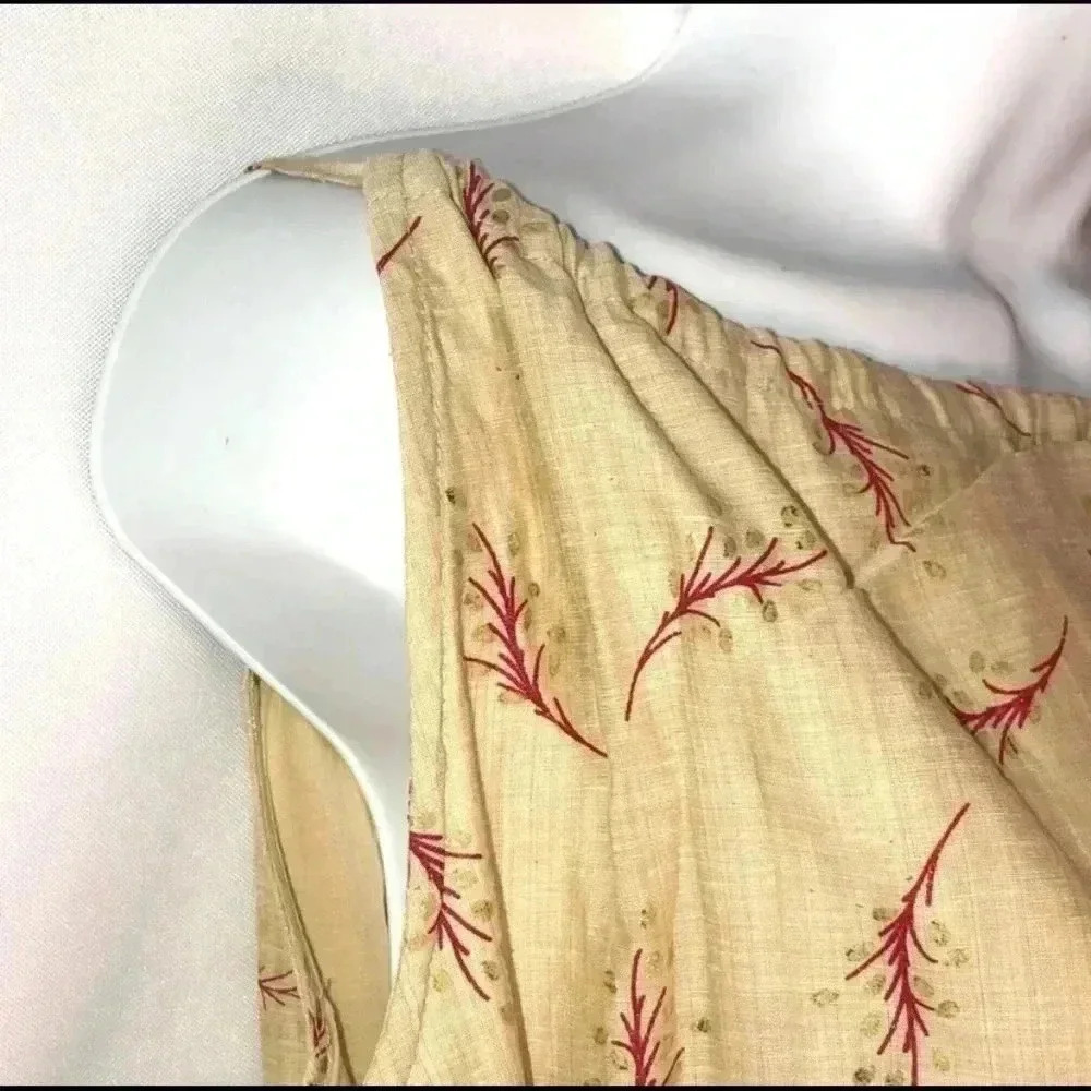 🆕Senlis Red & Gold Leaf Stephanie Tiered Ruffle Tie-Waist Sleeveless Dress S🆕 - Picture 7 of 11